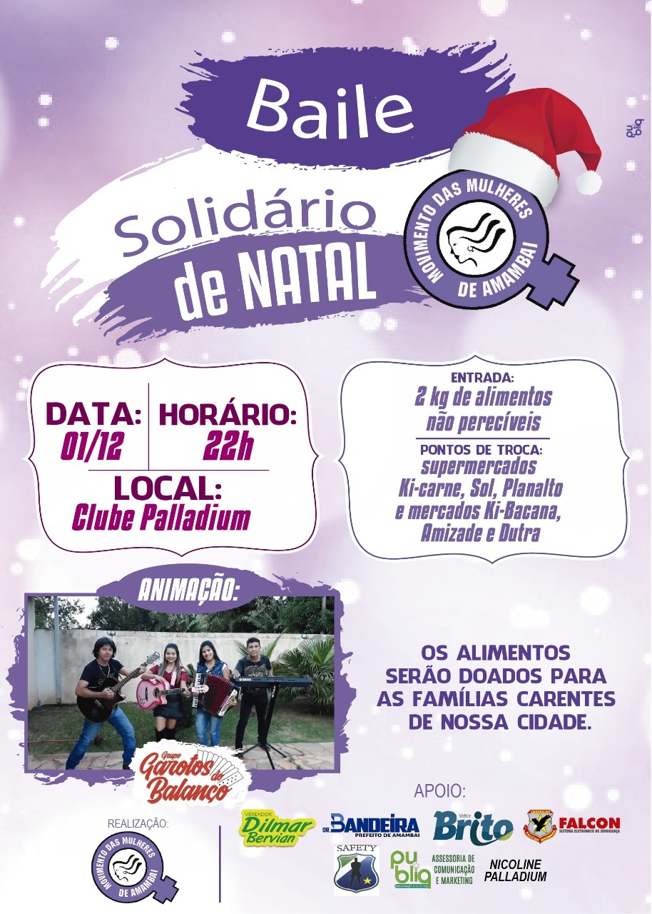Baile Solidário de Natal é neste sábado (1º), em Amambai Foto: Divulgação