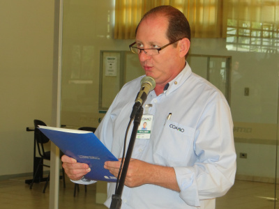 Unidade de Amambai da Coamo comemora 44 anos da cooperativa Gerente da unidade de Amambai, Walmir Flavio Ritter, durante abertura da solenidade / Foto: Moreira Produções
