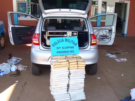 Polícia Militar de Amambai apreende 128 kg de maconha