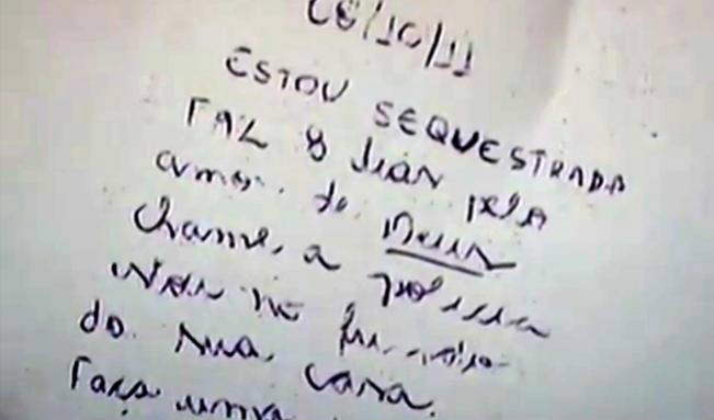 Bilhete livra sequestrada de cativeiro de 10 dias Bilhete livra sequestrada de cativeiro de 10 dias
