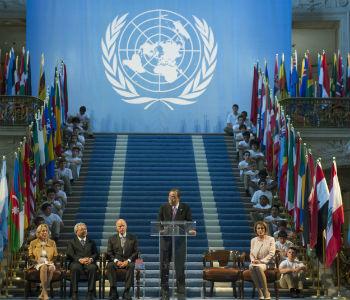 Ban Ki-moon durante a cerimônia em São Francisco. Foto: ONU/Mark Garten
