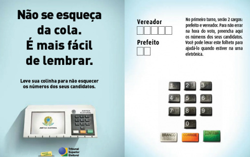 Não se esqueça dia 7 de outubro de levar a sua cola eleitoral.