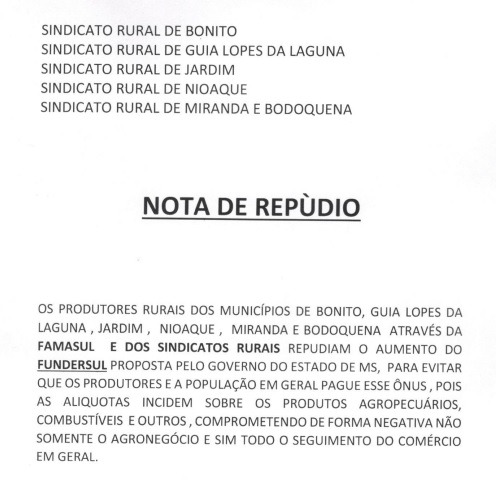 Pequenos e grandes produtores protestam contra Reinaldo por aumentar Fundersul