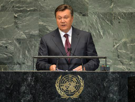 O presidente da Ucrânia, Viktor Yanukovytch, durante a Assembleia-geral da ONU, em Nova York, em 26 de setembro de 2012 (AFP/Arquivos, Stan Honda)