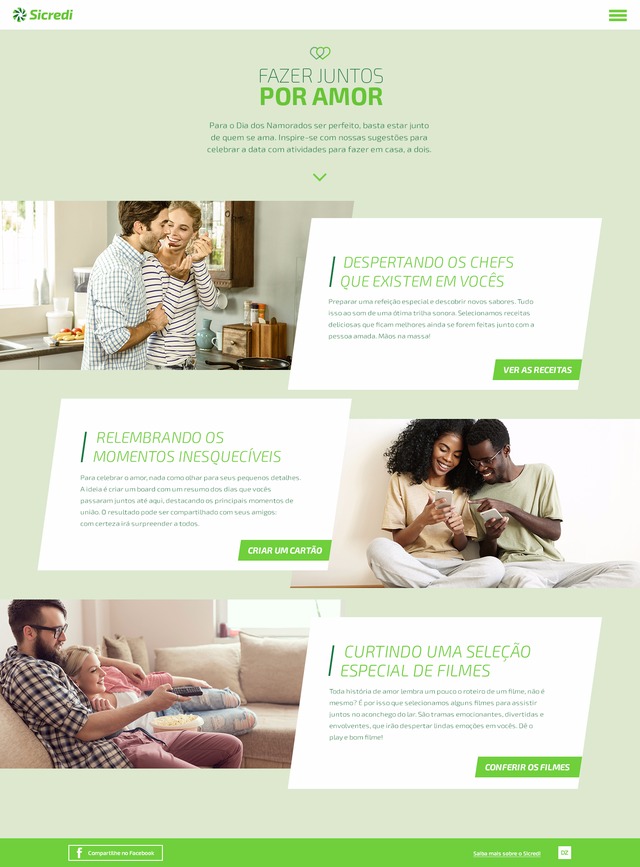 Sicredi cria hotsite com dicas para o Dia dos Namorados Foto: Divulgação