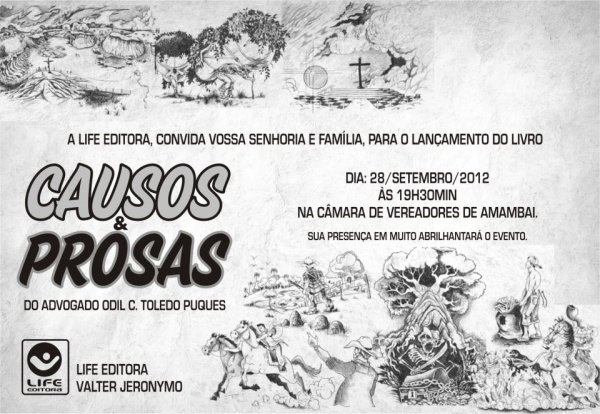 Livro Causos e Prosas será lançado no dia do aniversário de emancipação político-administrativa de Amambai, dia 28, na Câmara Municipal de Amambai