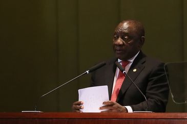 Brasil entrega presidência do Brics e destaca trabalho em inovação O presidente da república da África do Sul, Cyril Ramposa, durante Diálogo dos Líderes com o Conselho Empresarial do BRICS / Foto: Valter Campanato/Agência Brasil