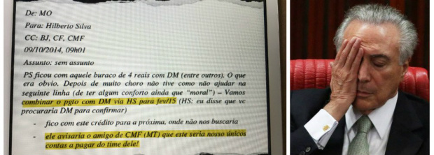 Delator apresenta prova da propina a Temer, o MT O presidente Michel Temer repudia com veemência as falsas acusações do senhor Cláudio Melo Filho / Foto: Divulgação