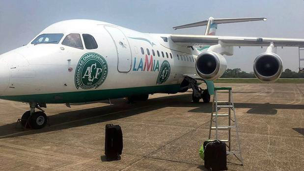 Avião da empresa boliviana Lamia, fretado pela Chapecoense para transportar sua equipe. Setenta e uma pessoas morreram no acidente na Colômbia Foto: Divulgação