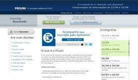 Página do Prouni, onde os candidatos poderão ter acesso aos resultadosFoto: Divulgação 