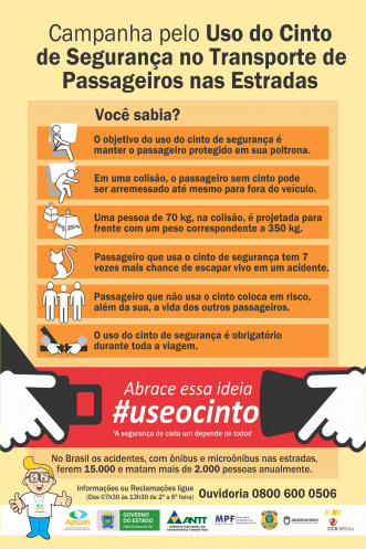 CCR MSVia e ANTT apoiam campanha pelo uso do cinto de segurança em ônibus Foto: Divulgação