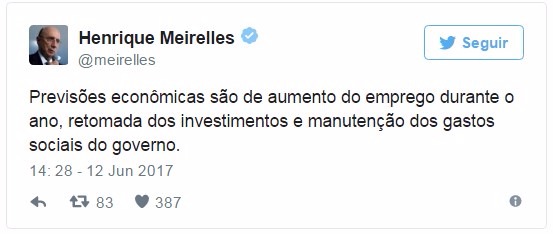 Meirelles: "emprego deve crescer este ano" Foto: Divulgação