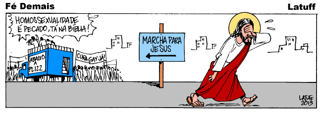 Crítica do chargista a Marcha para Jesus.