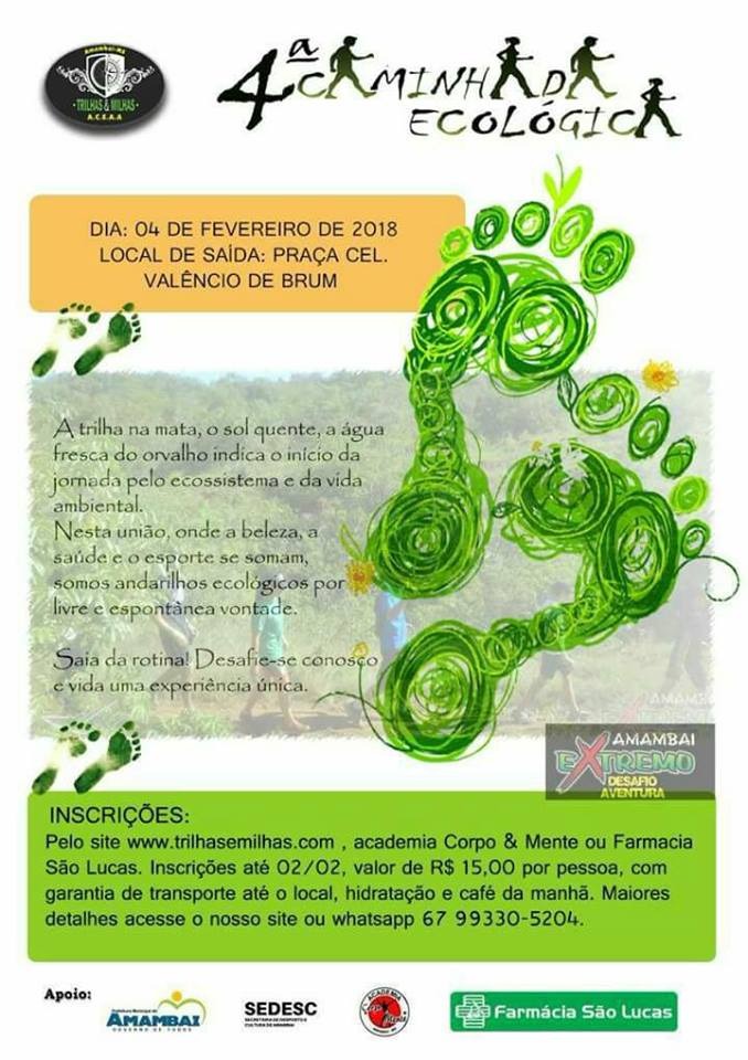 4ª edição da Caminhada Ecológica acontece neste domingo (4), em Amambai
