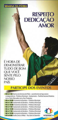 Cartaz alusivo à Semana da Pátria divulgando a programação em Amambai.