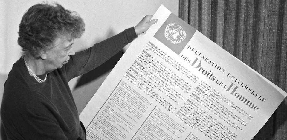Eleanor Roosevelt foi a primeira presidente da Comissão de Direitos Humanos, em 1949 - Foto: Reprodução/ONU