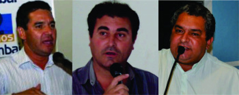 Aliados definem três pré-candidatos a prefeito de Amambai Aguiar (E), Vicentim e Brito.