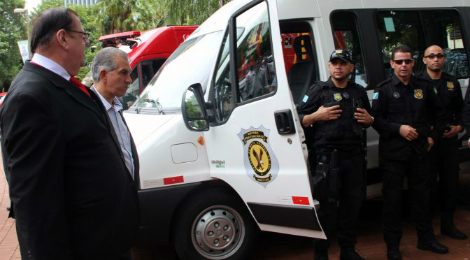 O governador Reinaldo Azambuja de MS e o secretário de Justiça e Segurança Pública, José Carlos BarbosaFoto: Divulgação