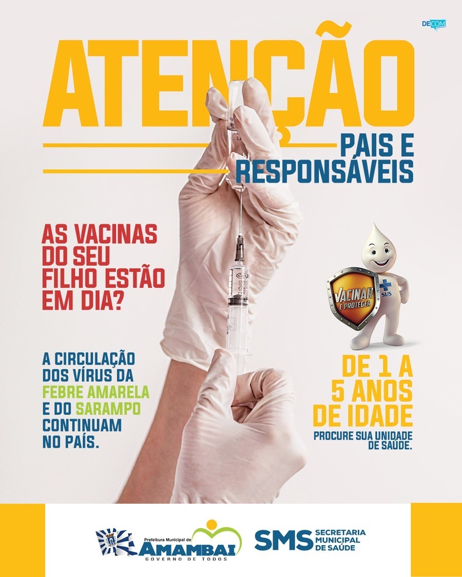 Vacinação de crianças contra Febre Amarela e Sarampo continua, em Amambai Imagem: Decom