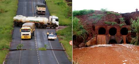 Chuva abre crateras e interdita rodovia MS 487 que liga Naviraí ao Paraná
