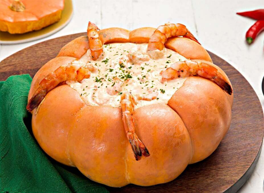 Receita de domingo: camarão na moranga Foto: divulgação