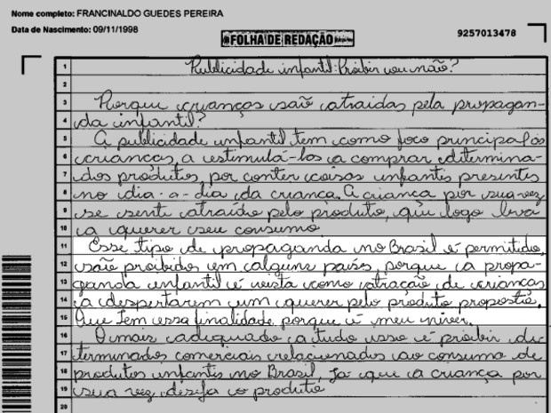 Espelho da redação do Enem já pode ser consultado 