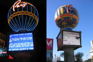 Nem uma das maiores atrações turísticas de Las Vegas escapou da Tela Azul da Morte. O famoso hotel Paris em Vegas ganhou muito mais visibilidade do que gostaria em uma certa noite.