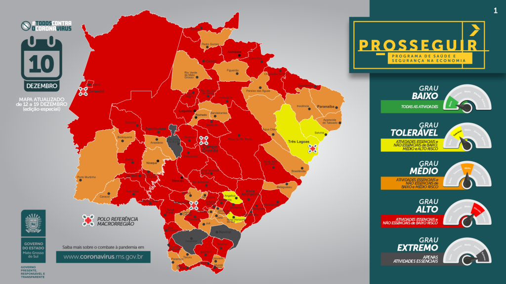Prosseguir: mais da metade dos municípios do MS estão na faixa vermelha