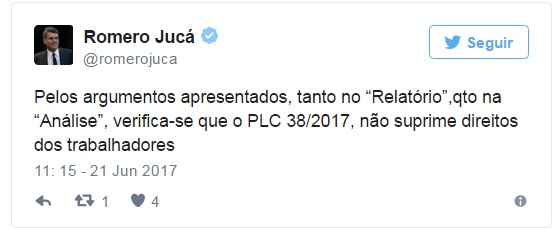 Relatório de modernização trabalhista é lido na CCJ Foto: Divulgação