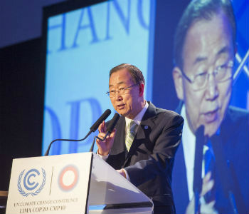 Na COP 20, Ban declara que não ter um documento “não é opção” Ban Ki-moon em Lima. Foto: ONU/Mark Garten