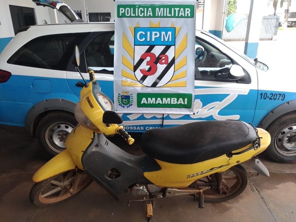 Polícia Militar apreende adolescente com moto furtada em Amambai Foto: 3ª CIPM