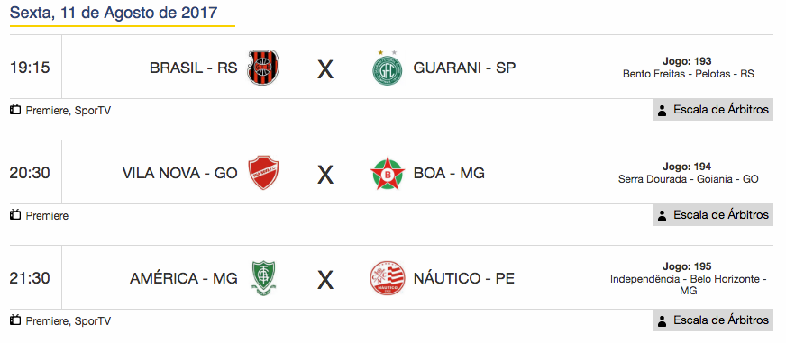 Jogos de hoje – Brasileiro Série B – 20ª Rodada