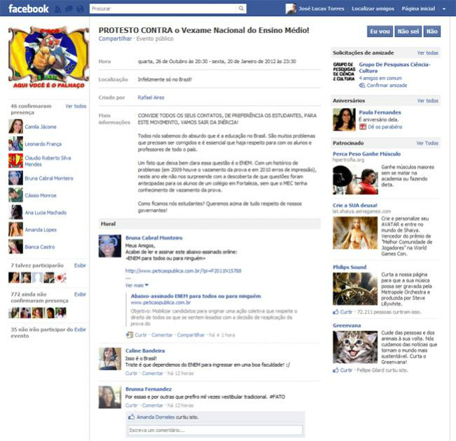 Protesto contra Enem é marcado pelo Facebook