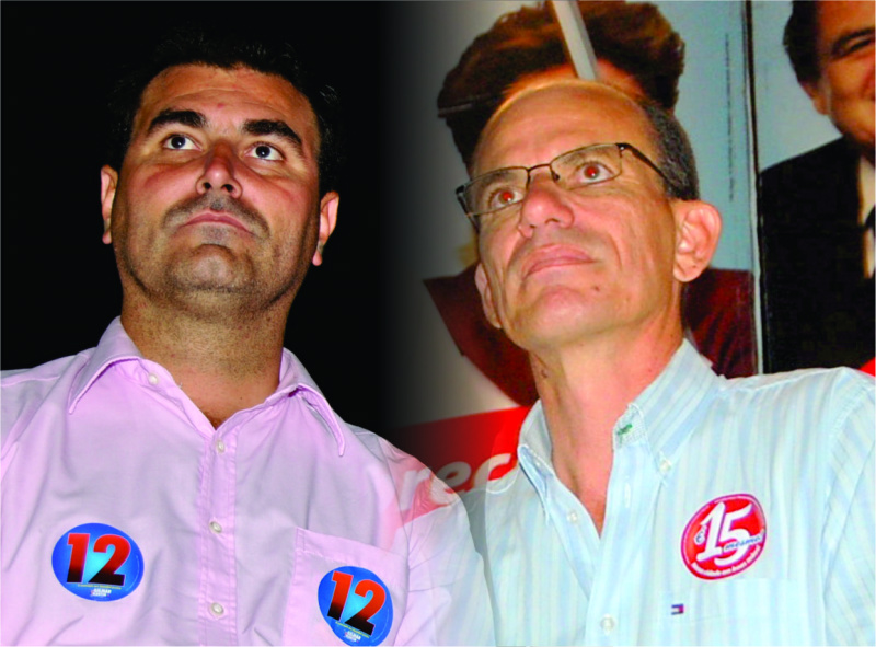 Novidades marcam últimos comícios eleitorais em Amambai Sérgio Barbosa (D) e Gilmar Vicentin.