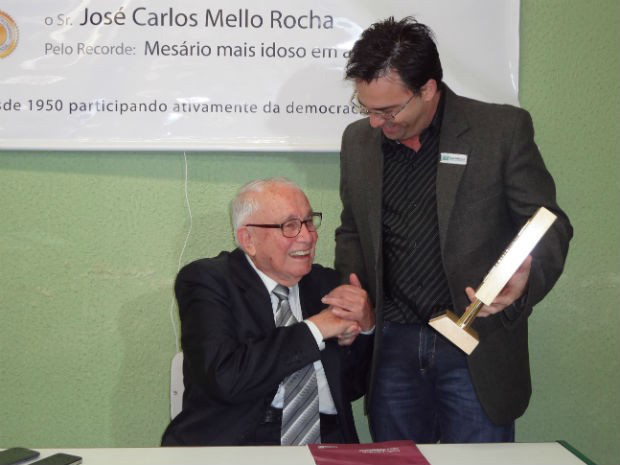 Mesário mais antigo do Brasil é homenageado em Curitiba Mesário mais antigo do Brasil é homenageado em Curitiba