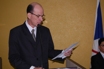Discurso pró desenvolvimento marca início do ano legislativo de Amambai Prefeito de Amambai, Sérgio Barbosa (PMDB)Foto: Moreira Produções