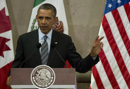O presidente americano Barack Obama durante entrevista coletiva em Toluca, México (AFP, Yuri Cortez)