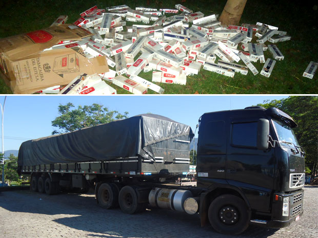 PMA apreende duas carretas carregadas de cigarros contrabandeados do Paraguai