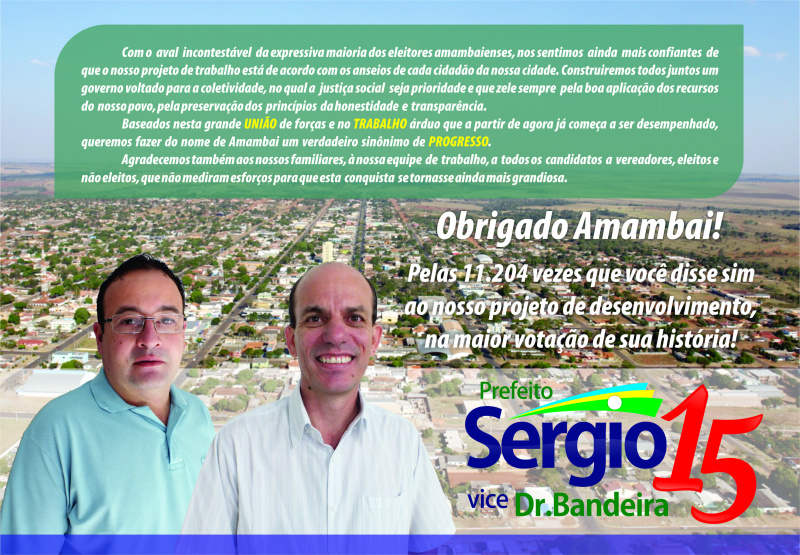 Carta de agradecimento de Sérgio Barbosa e Dr. Bandeira a Amambai.