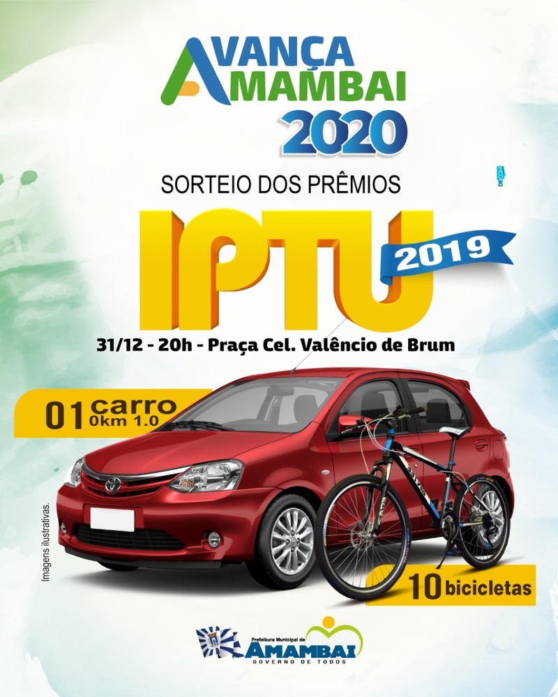 Prêmios do IPTU 2019 serão sorteados durante a Virada na Praça, em Amambai