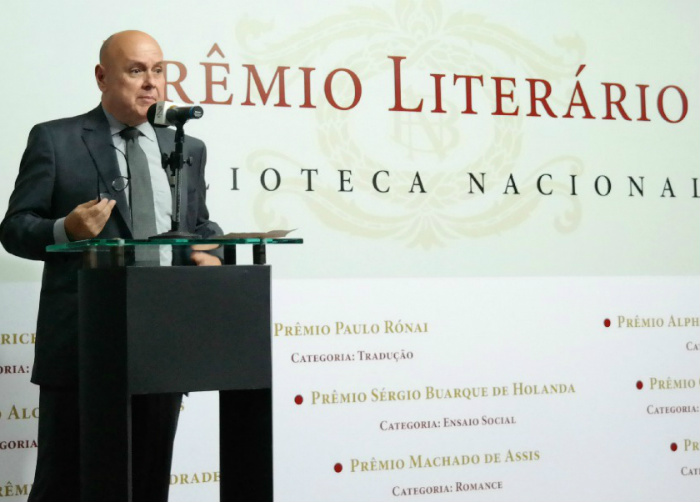  Renato Lessa, presidente da FBN, durante entrega do prêmio no Auditório Machado de Assis. (Foto de Raíssa Ximenes)