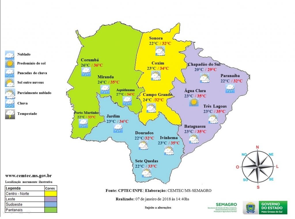 Calor predomina no MS; previsão de chuva somente no noroeste e norte Calor predomina no MS; previsão de chuva somente no noroeste e norte