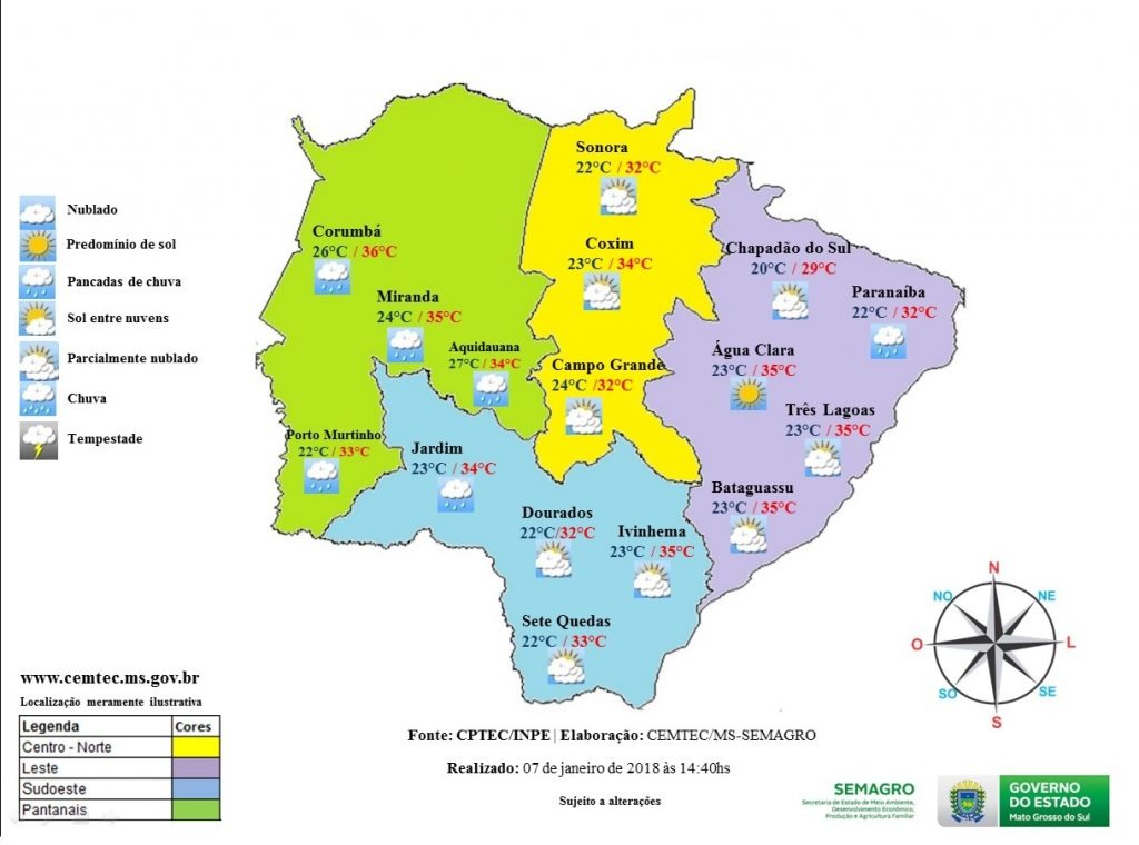 Calor predomina no MS; previsão de chuva somente no noroeste e norte