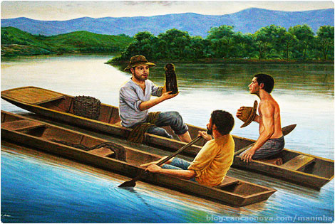 Os três amigos encontraram a imagem da santa durante pesca frustrada no Rio Paraíba.