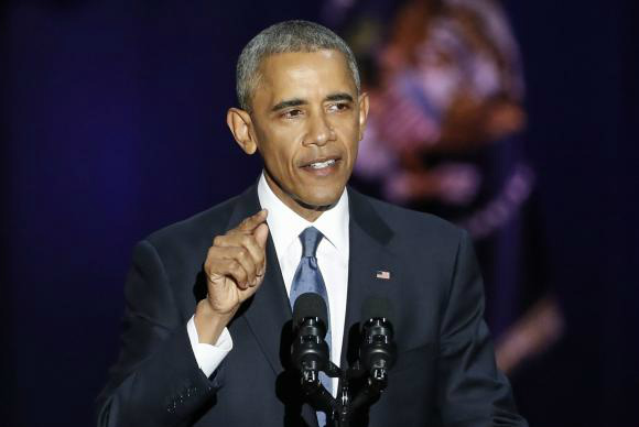 O presidente dos Estados Unidos Barack Obama faz seu discurso de despedida. (Foto: Divulgação)