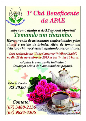 APAE promove 1º Chá Beneficente no dia 28 em Aral Moreira