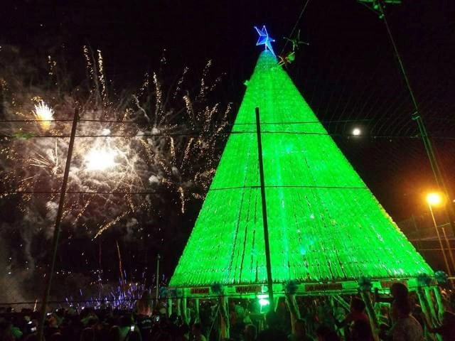Árvore de Natal feita com garrafas pet bate recorde brasileiro