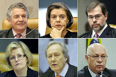 Divergência entre ministros adia publicação do acórdão do mensalão Mello, Carmem, Toffoli, Rosa Weber, Lewandowski e Zavascki teriam pressionado Barbosa a levar pedido das defesas ao plenário (Fotos: Arquivo STF)