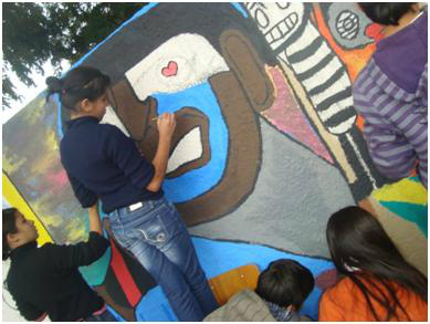 Projeto Pintura Mural é realizado na escola Vespasiano Martins A iniciativa foi realizada com os alunos do 9º ano, sob a orientação da professora de Artes, Vanessa Bobato.