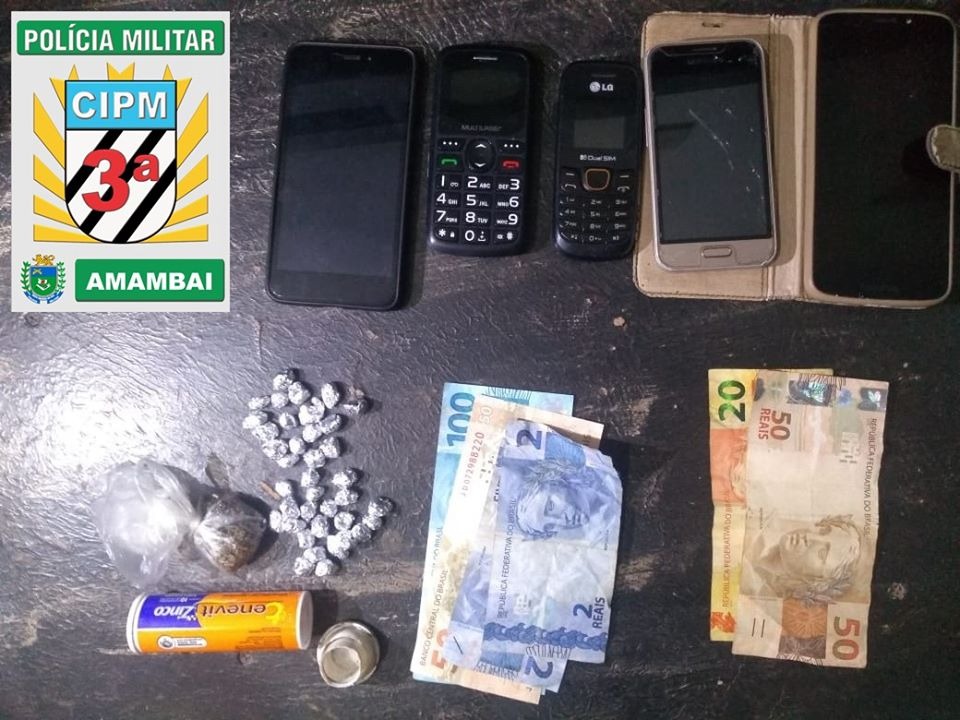 Polícia Militar prende uma mulher e dois homens por tráfico de drogas em Amambai Foto: 3ª CIPM